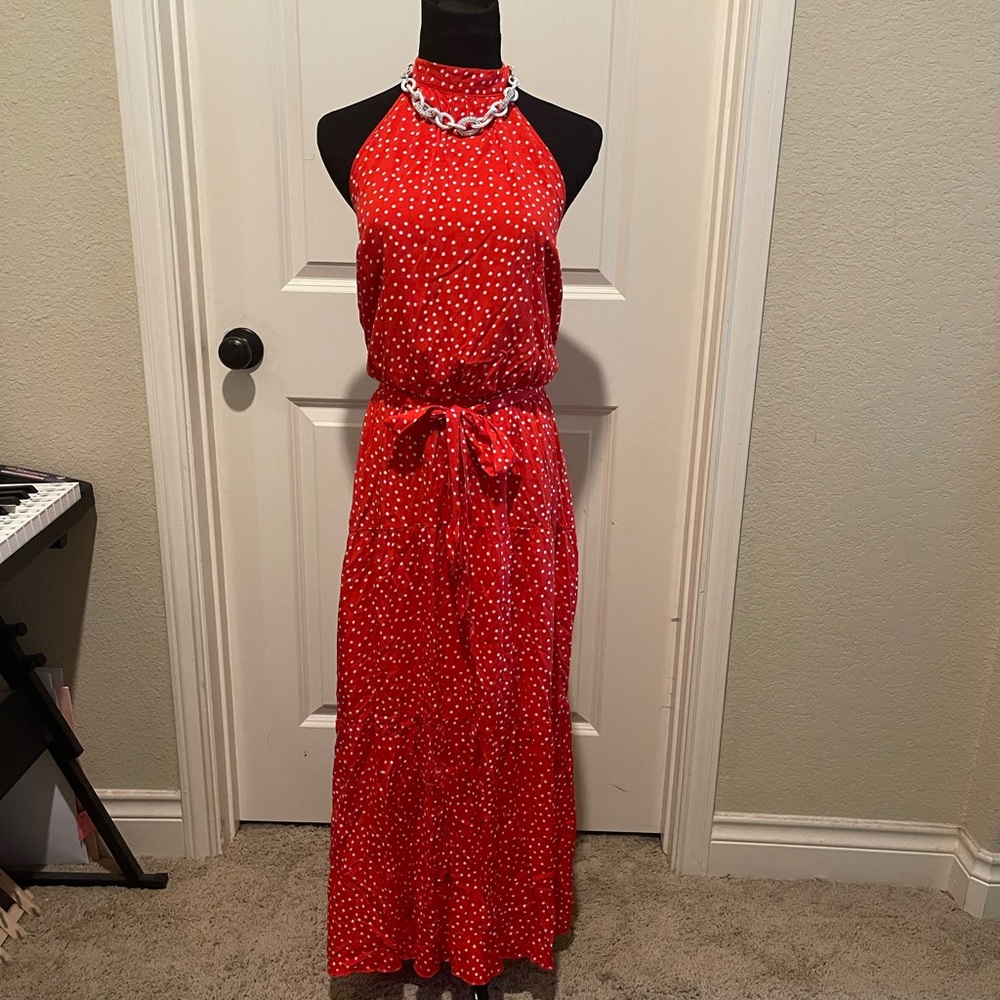 Pretty garden polka dot red dress
